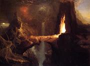 Expulsion - Moon and Firelight Thomas Cole